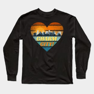 CHARM CITY LOVE MADE WITH HEART SHAPE DESIGN Long Sleeve T-Shirt